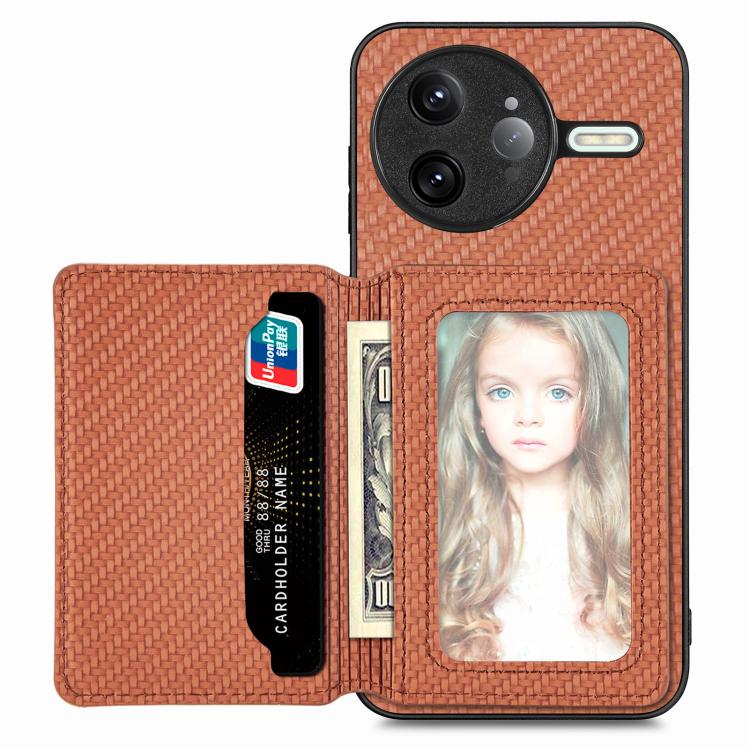 Carbon Fiber Magnetic Card Bag Phone Case, For Xiaomi 15T, For Redmi K80 Pro / Poco F7 Ultra, For Redmi K80 / Poco F7 Pro, For Redmi Turbo 4