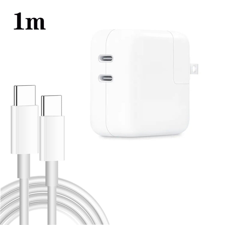 35W PD3.0 USB-C / Type-C Dual Port Charger with Type-C to Type-C Data Cable, US Plug, US Plug + 1m Type-C Cable, US Plug + 2m Type-C Cable