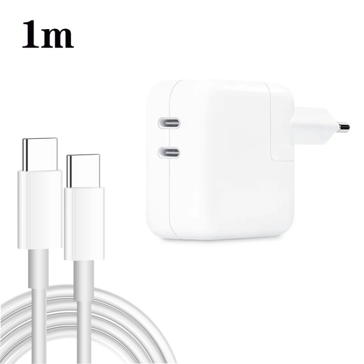 35W PD3.0 USB-C / Type-C Dual Port Charger with Type-C to Type-C Data Cable, EU Plug, EU Plug + 1m Type-C Cable, EU Plug + 2m Type-C Cable