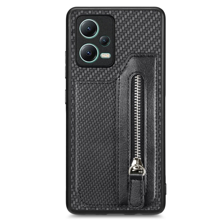 Carbon Fiber Horizontal Flip Zipper Wallet Phone Case