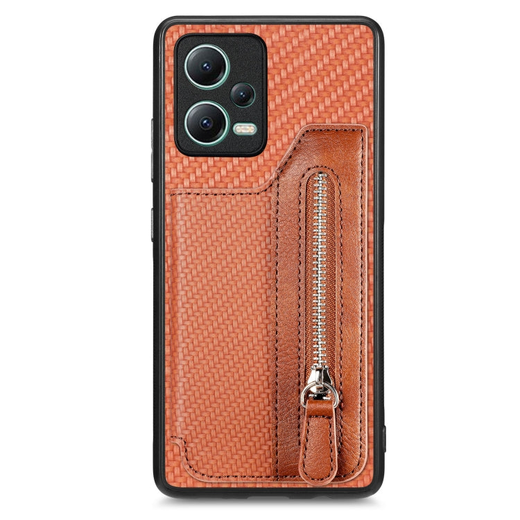 Carbon Fiber Horizontal Flip Zipper Wallet Phone Case