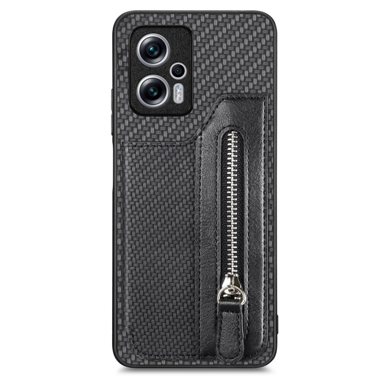 Carbon Fiber Horizontal Flip Zipper Wallet Phone Case