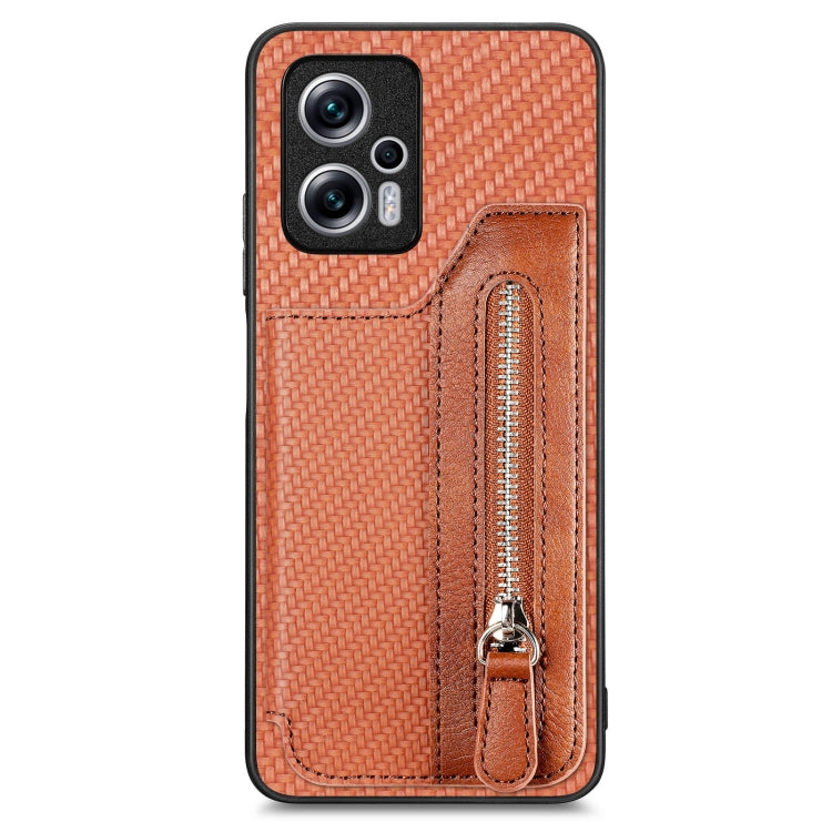 Carbon Fiber Horizontal Flip Zipper Wallet Phone Case