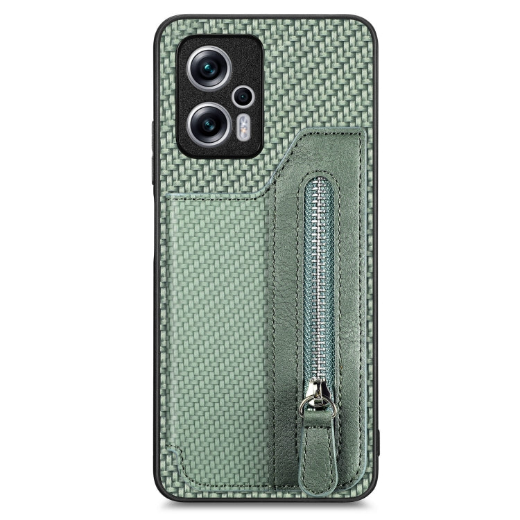 Carbon Fiber Horizontal Flip Zipper Wallet Phone Case