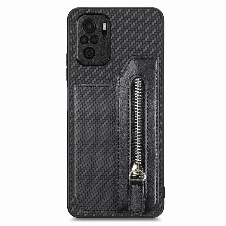 Carbon Fiber Horizontal Flip Zipper Wallet Phone Case