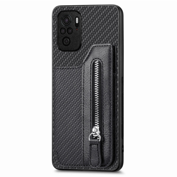 Carbon Fiber Horizontal Flip Zipper Wallet Phone Case