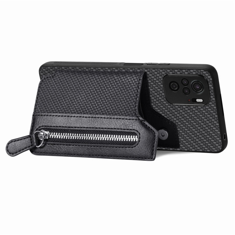 Carbon Fiber Horizontal Flip Zipper Wallet Phone Case