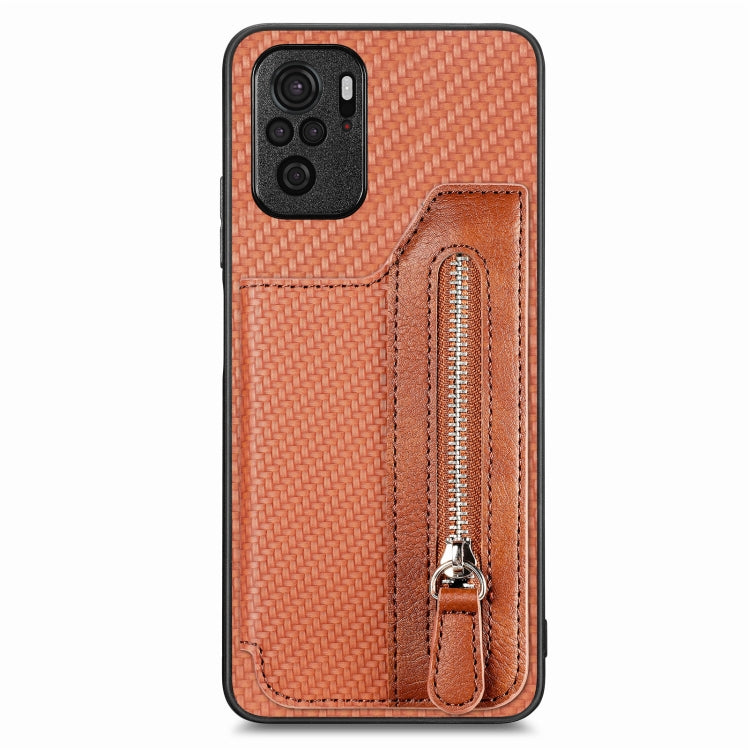 Carbon Fiber Horizontal Flip Zipper Wallet Phone Case