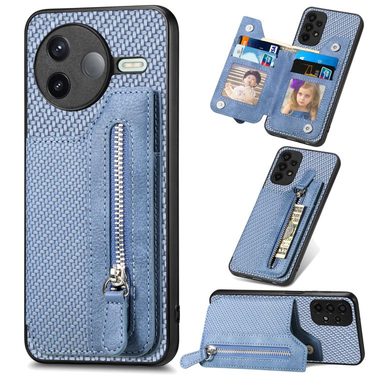 Carbon Fiber Horizontal Flip Zipper Wallet Phone Case, For Redmi 15C 5G / 4G Glodal 171mm, For Xiaomi 15T, For Redmi K80 Pro / Poco F7 Ultra, For Redmi K80 / Poco F7 Pro