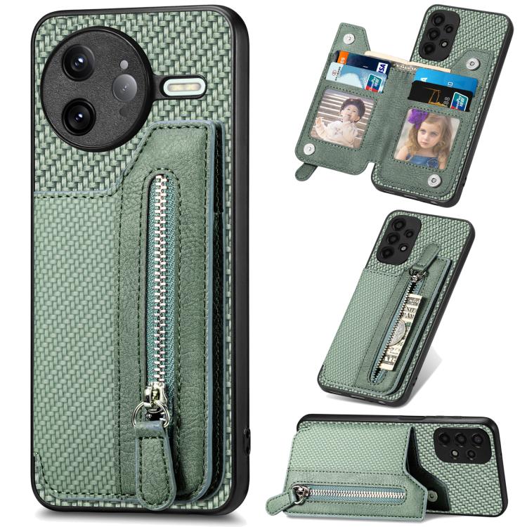 Carbon Fiber Horizontal Flip Zipper Wallet Phone Case, For Redmi 15C 5G / 4G Glodal 171mm, For Xiaomi 15T, For Redmi K80 Pro / Poco F7 Ultra, For Redmi K80 / Poco F7 Pro