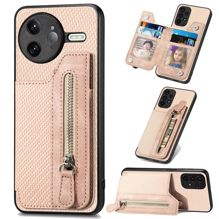 Carbon Fiber Horizontal Flip Zipper Wallet Phone Case, For Redmi 15C 5G / 4G Glodal 171mm, For Xiaomi 15T, For Redmi K80 Pro / Poco F7 Ultra, For Redmi K80 / Poco F7 Pro