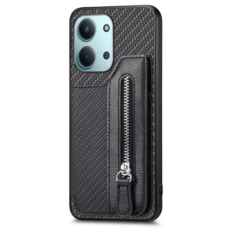 Carbon Fiber Horizontal Flip Zipper Wallet Phone Case, For Redmi 15C 5G / 4G Glodal 171mm, For Xiaomi 15T, For Redmi K80 Pro / Poco F7 Ultra, For Redmi K80 / Poco F7 Pro
