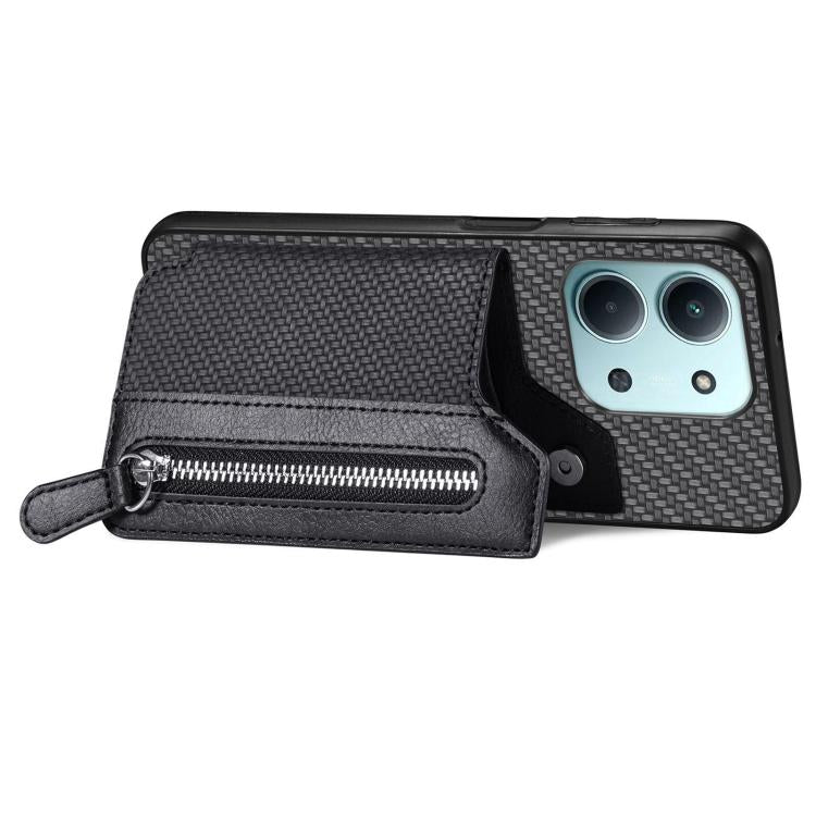 Carbon Fiber Horizontal Flip Zipper Wallet Phone Case, For Redmi 15C 5G / 4G Glodal 171mm, For Xiaomi 15T, For Redmi K80 Pro / Poco F7 Ultra, For Redmi K80 / Poco F7 Pro
