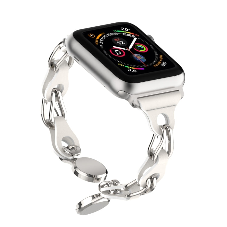 Bracelet de montre en cuir creux avec boucle magnétique, pour Apple Watch 38 mm