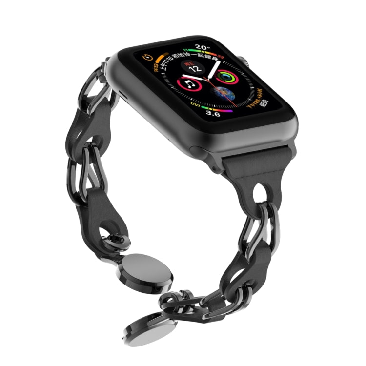 Hollow Leather Chain Magnetic Buckle Watch Band, For Apple Watch Ultra 49mm, For Apple Watch 8 41mm, For Apple Watch 8 45mm, For Apple Watch 7 41mm