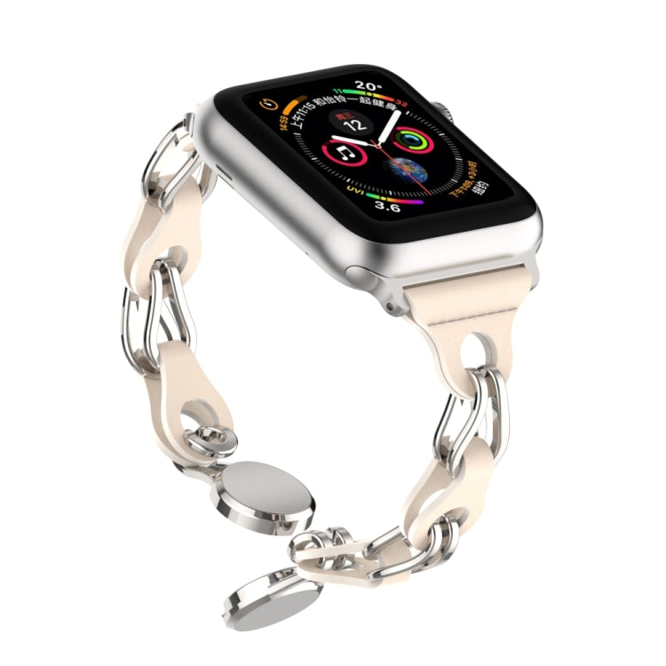 Hollow Leather Chain Magnetic Buckle Watch Band, For Apple Watch Ultra 49mm, For Apple Watch 8 41mm, For Apple Watch 8 45mm, For Apple Watch 7 41mm