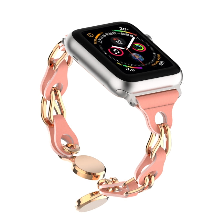 Hollow Leather Chain Magnetic Buckle Watch Band, For Apple Watch Ultra 49mm, For Apple Watch 8 41mm, For Apple Watch 8 45mm, For Apple Watch 7 41mm
