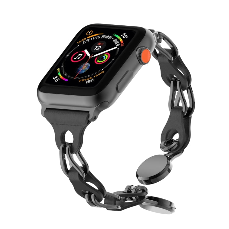 Hollow Leather Chain Magnetic Buckle Watch Band, For Apple Watch Ultra 49mm, For Apple Watch 8 41mm, For Apple Watch 8 45mm, For Apple Watch 7 41mm