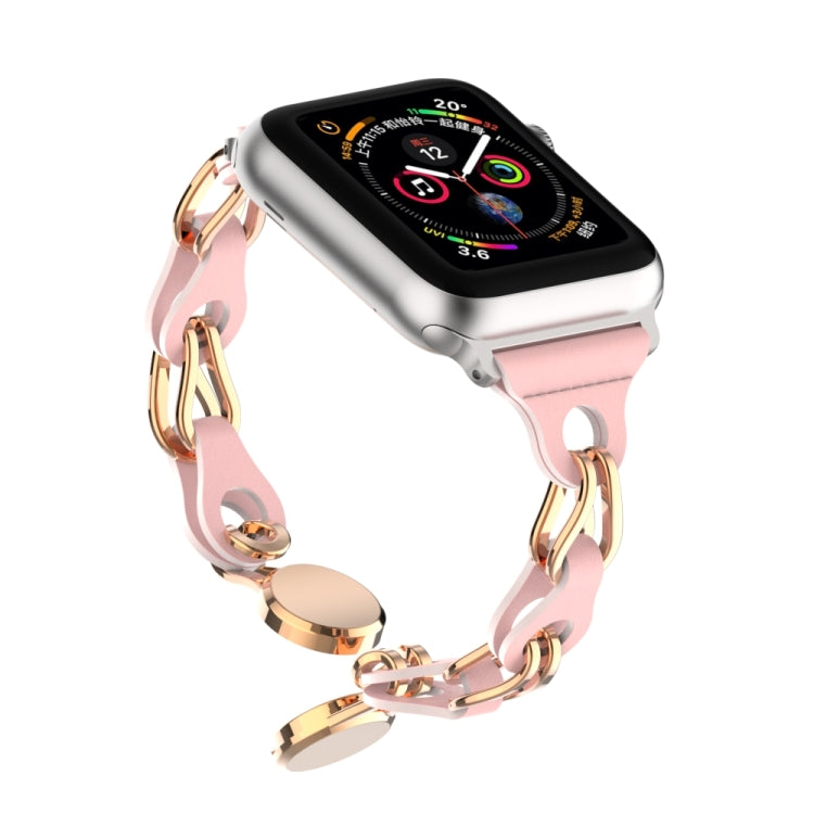 Hollow Leather Chain Magnetic Buckle Watch Band, For Apple Watch Ultra 49mm, For Apple Watch 8 41mm, For Apple Watch 8 45mm, For Apple Watch 7 41mm