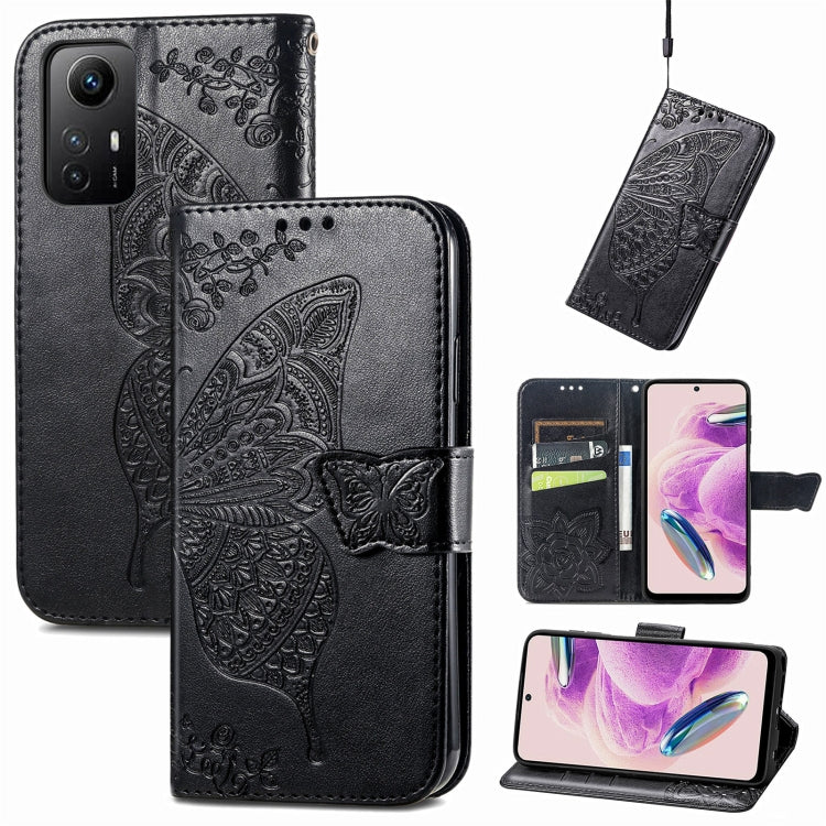 Butterfly Love Flower Embossed Leather Phone Case