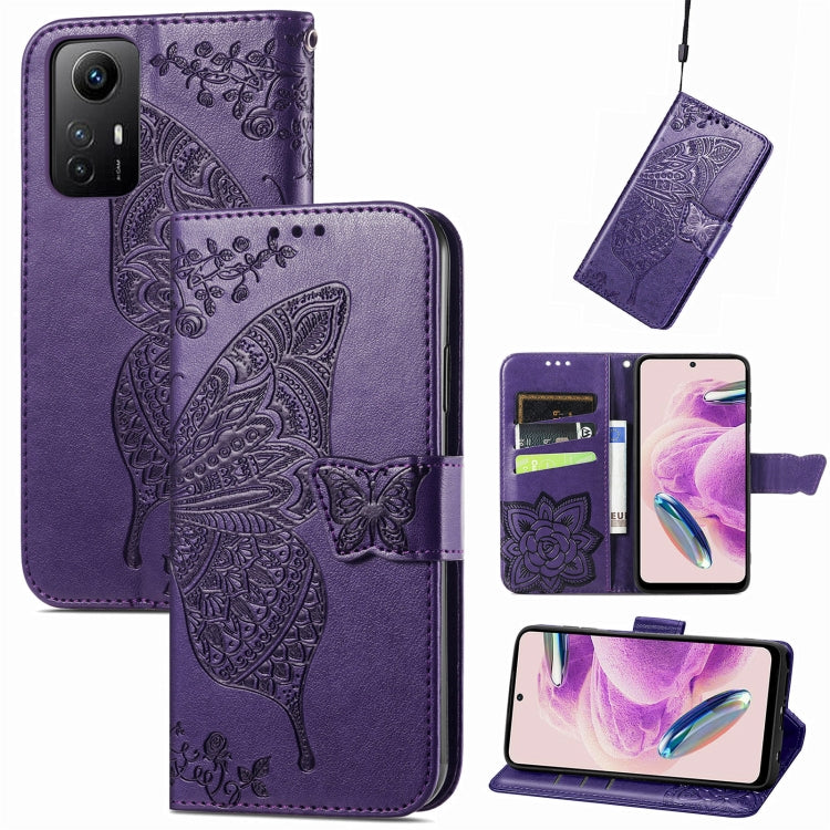 Butterfly Love Flower Embossed Leather Phone Case