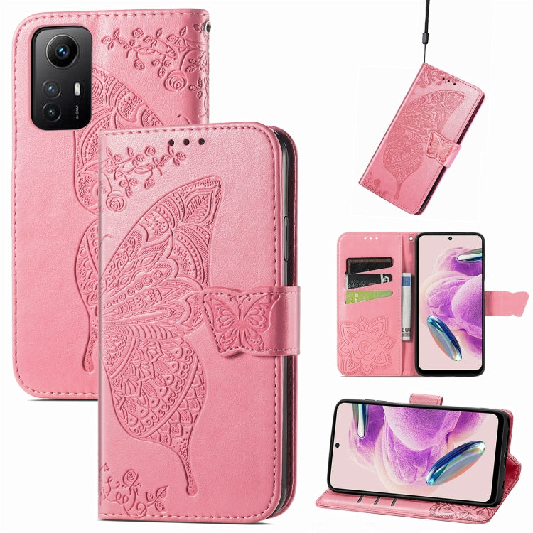 Butterfly Love Flower Embossed Leather Phone Case