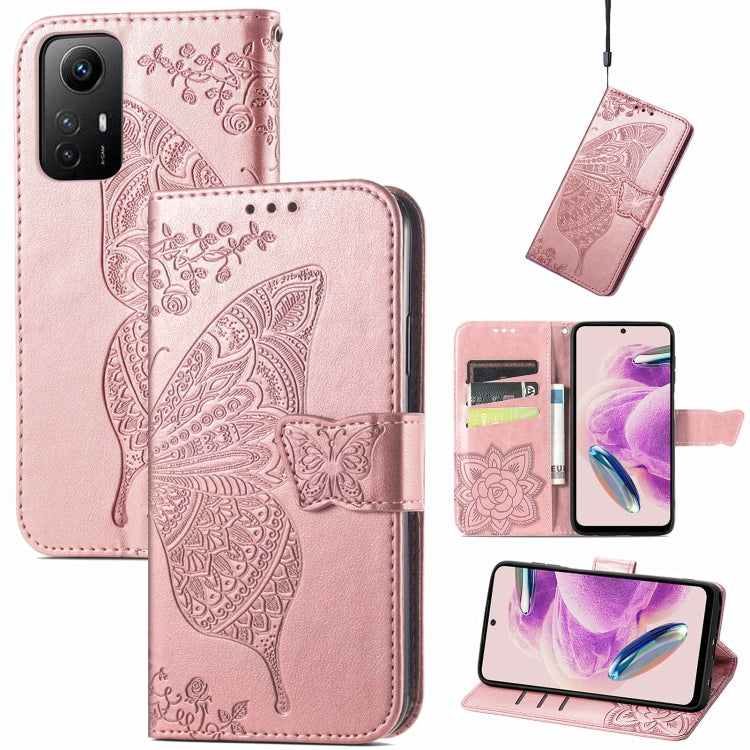 Butterfly Love Flower Embossed Leather Phone Case