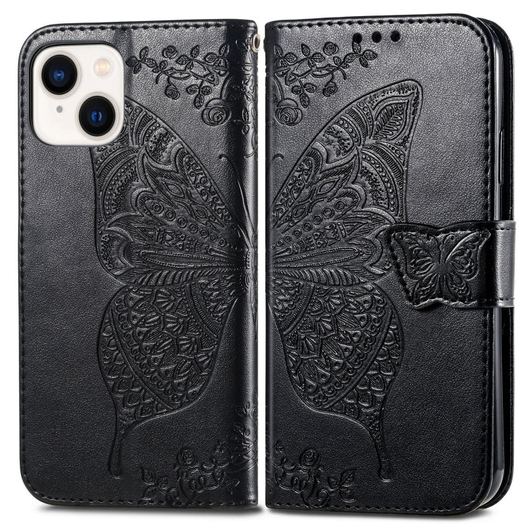 Butterfly Love Flower Embossed Leather Phone Case, For iPhone 15