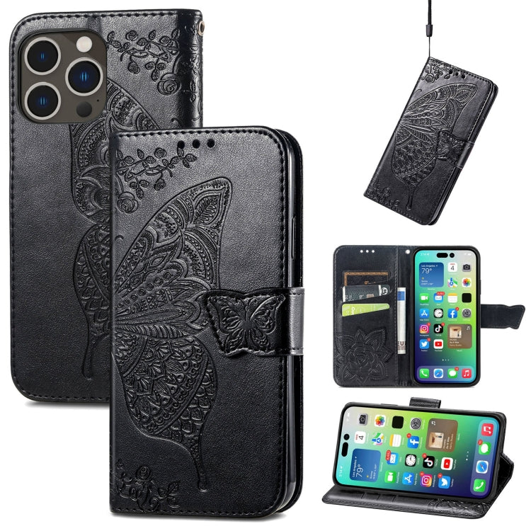 Butterfly Love Flower Embossed Leather Phone Case, For iPhone 15 Pro Max, For iPhone 15 Pro, For iPhone 15 Plus
