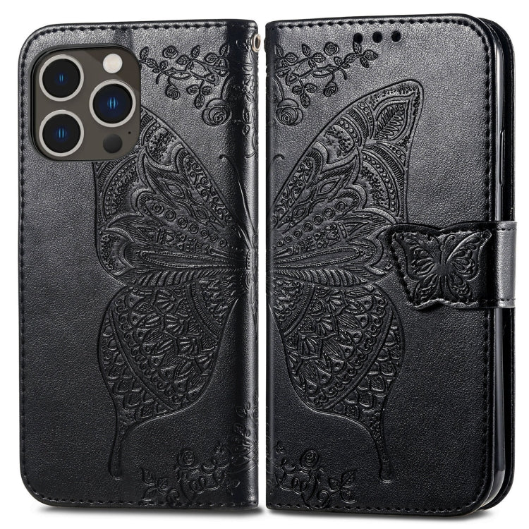 Butterfly Love Flower Embossed Leather Phone Case, For iPhone 15 Pro Max, For iPhone 15 Pro, For iPhone 15 Plus