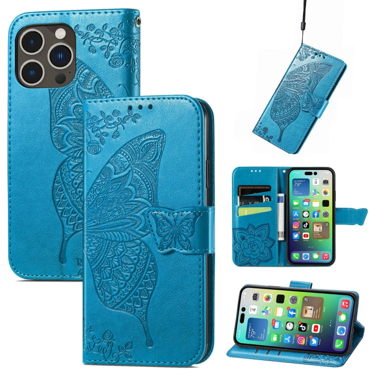 Butterfly Love Flower Embossed Leather Phone Case, For iPhone 15 Pro Max, For iPhone 15 Pro, For iPhone 15 Plus