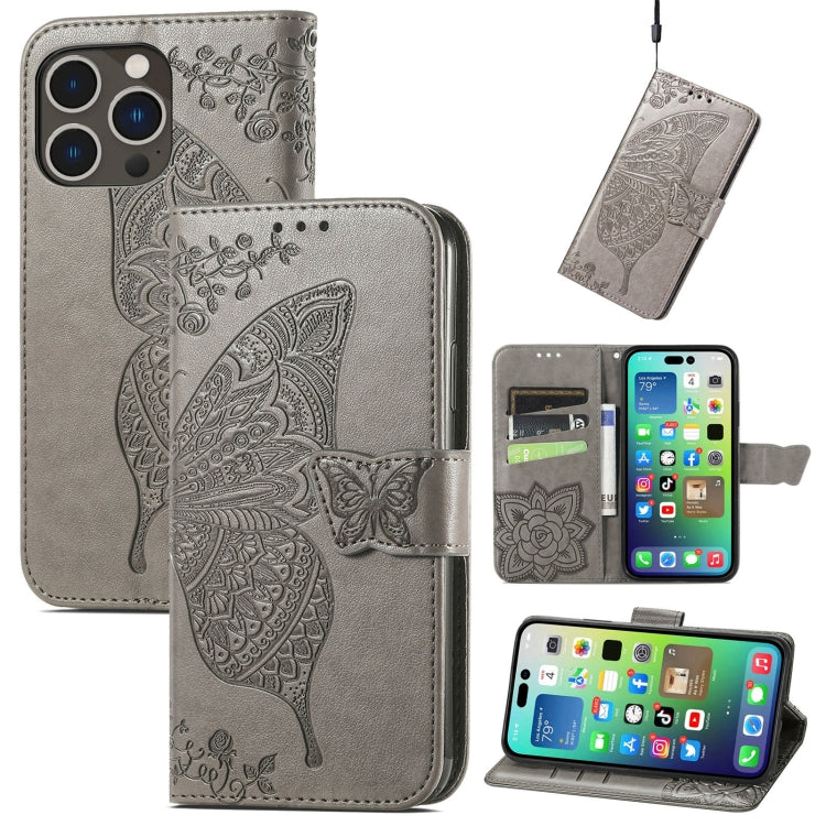 Butterfly Love Flower Embossed Leather Phone Case, For iPhone 15 Pro Max, For iPhone 15 Pro, For iPhone 15 Plus