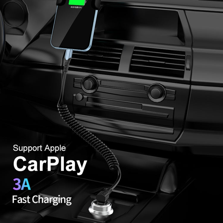 ENKAY 3A Elbow Expansion Spring Coiled Fast Chrging Data Cable, Length: 1.5m, Type-C to 8 Pin