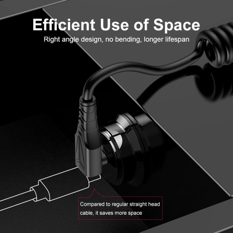 ENKAY 3A Elbow Expansion Spring Coiled Fast Chrging Data Cable, Length: 1.5m, Type-C to 8 Pin