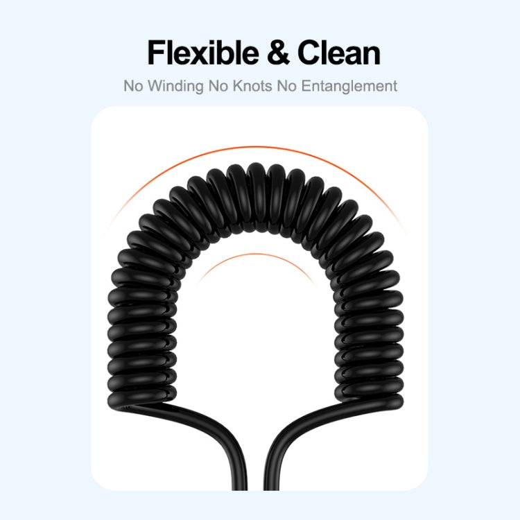 ENKAY 3A Elbow Expansion Spring Coiled Fast Chrging Data Cable, Length: 1.5m, Type-C to 8 Pin