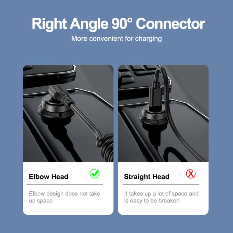 ENKAY 3A Elbow Expansion Spring Coiled Fast Chrging Data Cable, Length: 1.5m, Type-C to 8 Pin
