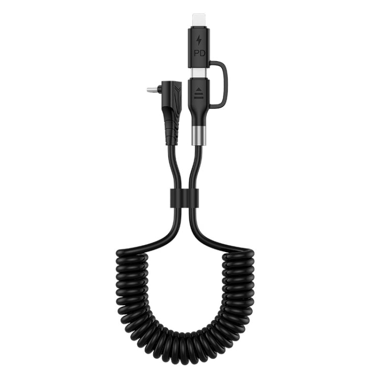 ENKAY 3A Elbow Expansion Spring Coiled Fast Chrging Data Cable, Length: 1.5m, Type-C to Type-C, Type-C to 8 Pin, Type-C to Type-C / 8 Pin