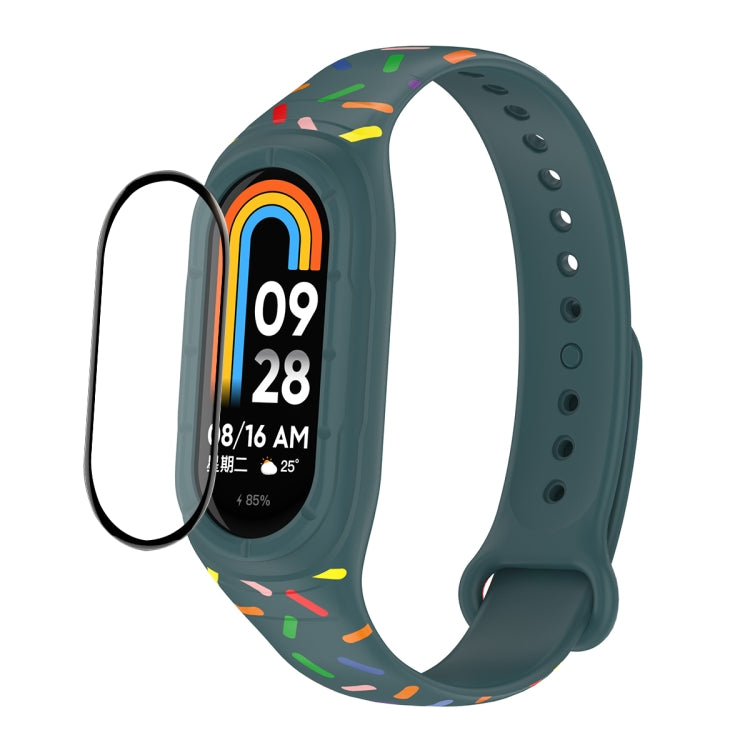ENKAY Hat-Prince Full Coverage Screen Protector + Adjsutable Silicone Sport Loop Strap Watchband, For Xiaomi Mi Band 8