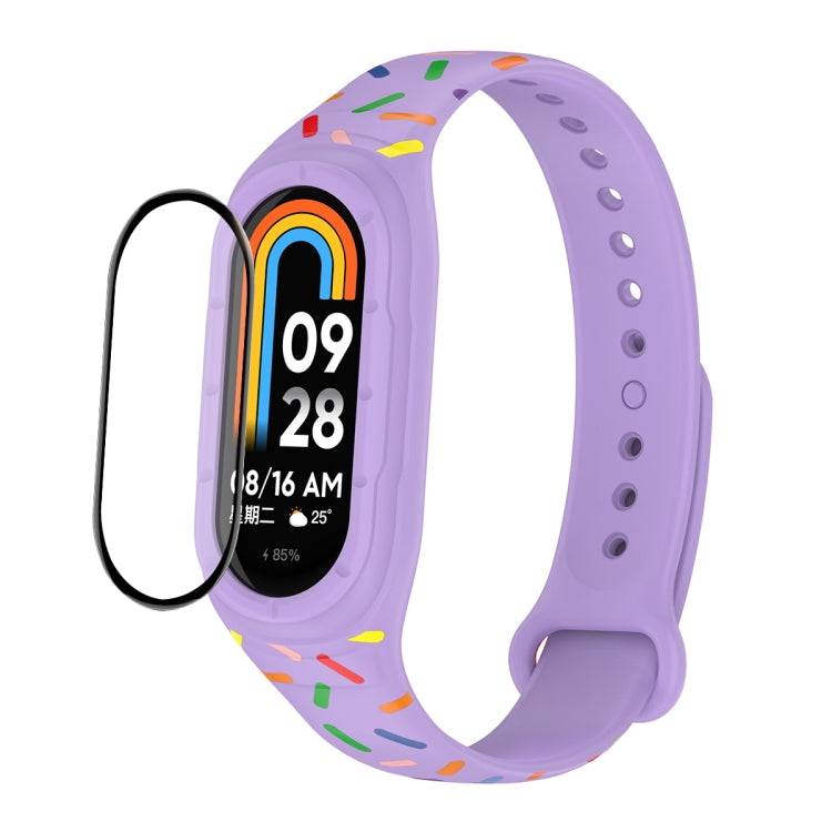 ENKAY Hat-Prince Full Coverage Screen Protector + Adjsutable Silicone Sport Loop Strap Watchband, For Xiaomi Mi Band 8