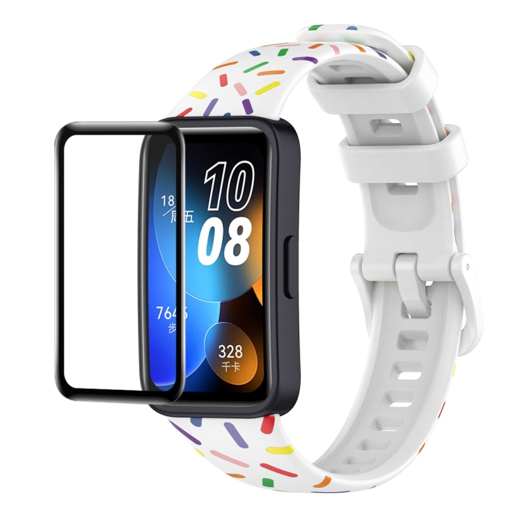 ENKAY Hat-Prince Full Coverage Screen Protector + Adjsutable Silicone Sport Loop Strap Watchband, For Huawei Band 8 / 9