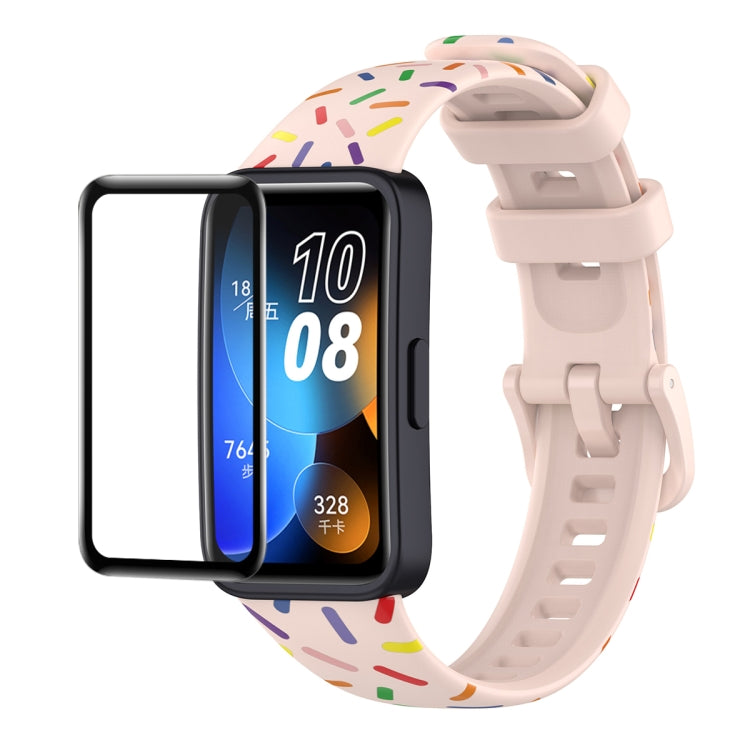 ENKAY Hat-Prince Full Coverage Screen Protector + Adjsutable Silicone Sport Loop Strap Watchband, For Huawei Band 8 / 9