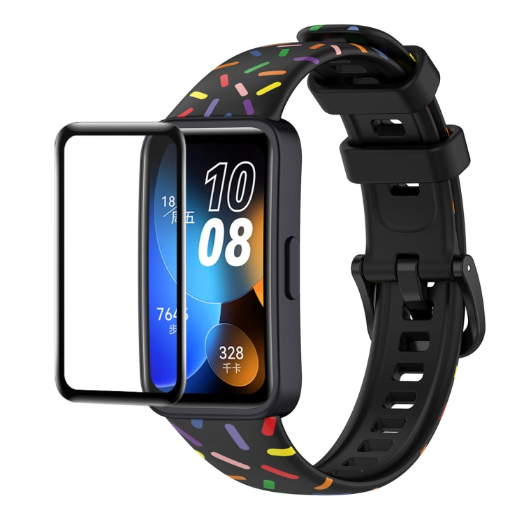 ENKAY Hat-Prince Full Coverage Screen Protector + Adjsutable Silicone Sport Loop Strap Watchband, For Huawei Band 8 / 9