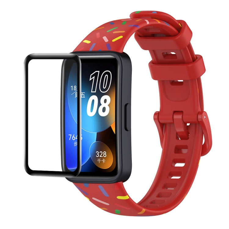 ENKAY Hat-Prince Full Coverage Screen Protector + Adjsutable Silicone Sport Loop Strap Watchband, For Huawei Band 8 / 9