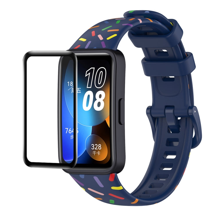 ENKAY Hat-Prince Full Coverage Screen Protector + Adjsutable Silicone Sport Loop Strap Watchband, For Huawei Band 8 / 9
