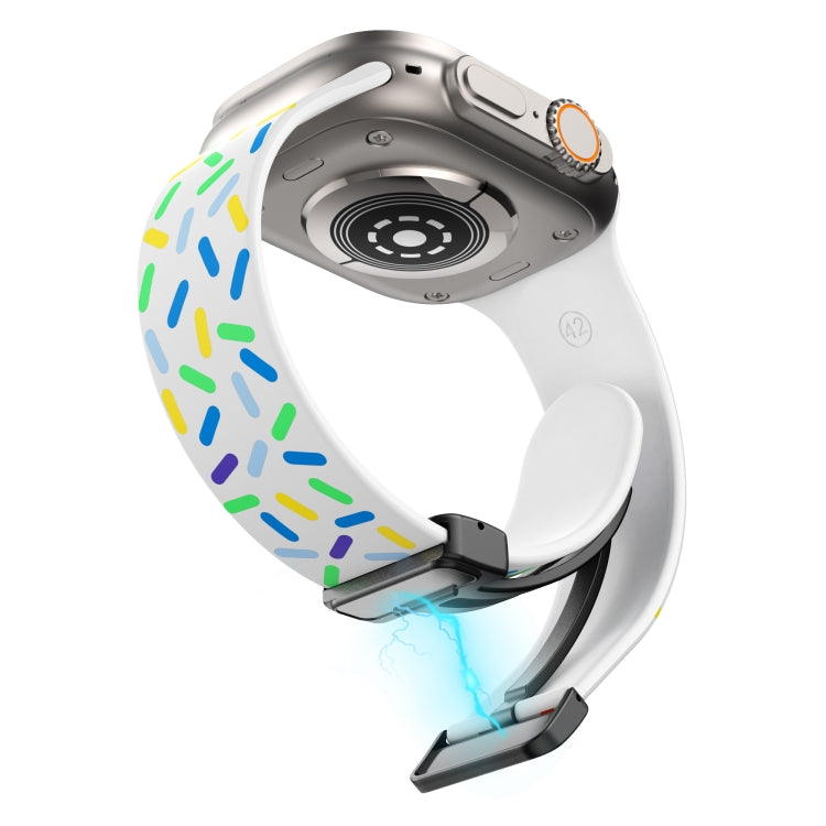 Rainbow Dots Silicone Magnetic Black Buckle Watch Band, For Apple Watch Ultra 49mm, For Apple Watch 8 41mm