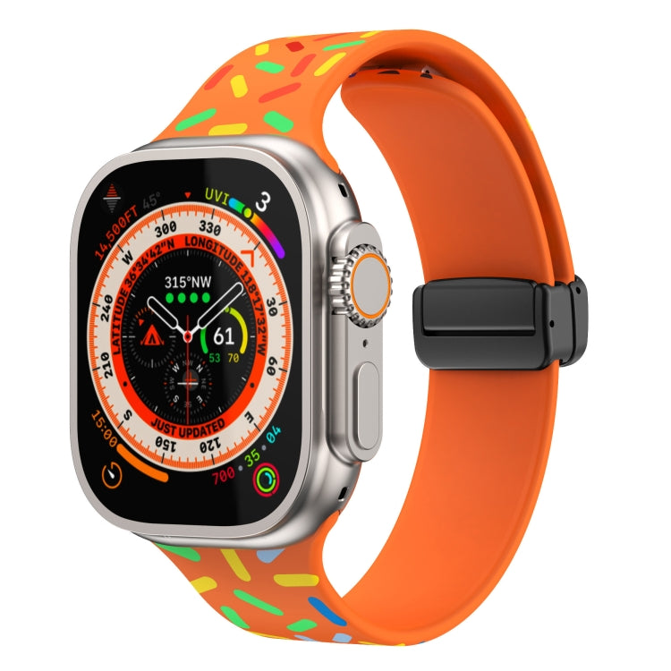 Rainbow Dots Silicone Magnetic Black Buckle Watch Band, For Apple Watch Ultra 49mm, For Apple Watch 8 41mm