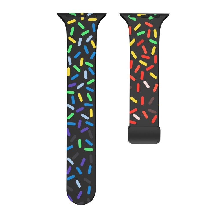 Rainbow Dots Silicone Magnetic Black Buckle Watch Band, For Apple Watch 8 45mm, For Apple Watch SE 2022 40mm