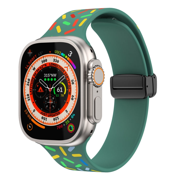 Rainbow Dots Silicone Magnetic Black Buckle Watch Band, For Apple Watch 8 45mm, For Apple Watch SE 2022 40mm