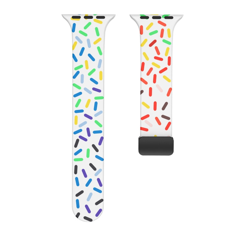 Rainbow Dots Silicone Magnetic Black Buckle Watch Band, For Apple Watch SE 2022 44mm, For Apple Watch 7 41mm
