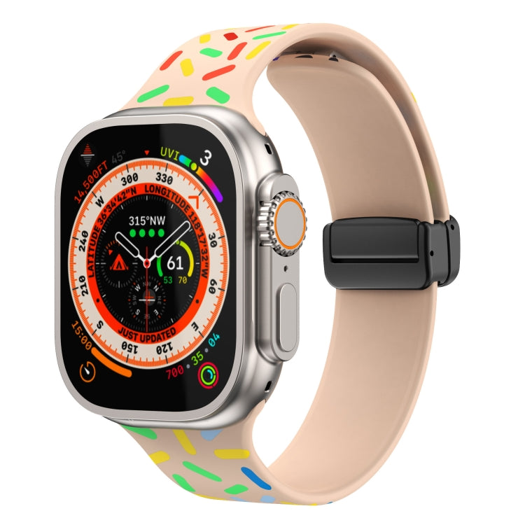 Rainbow Dots Silicone Magnetic Black Buckle Watch Band, For Apple Watch SE 44mm, For Apple Watch 6 40mm